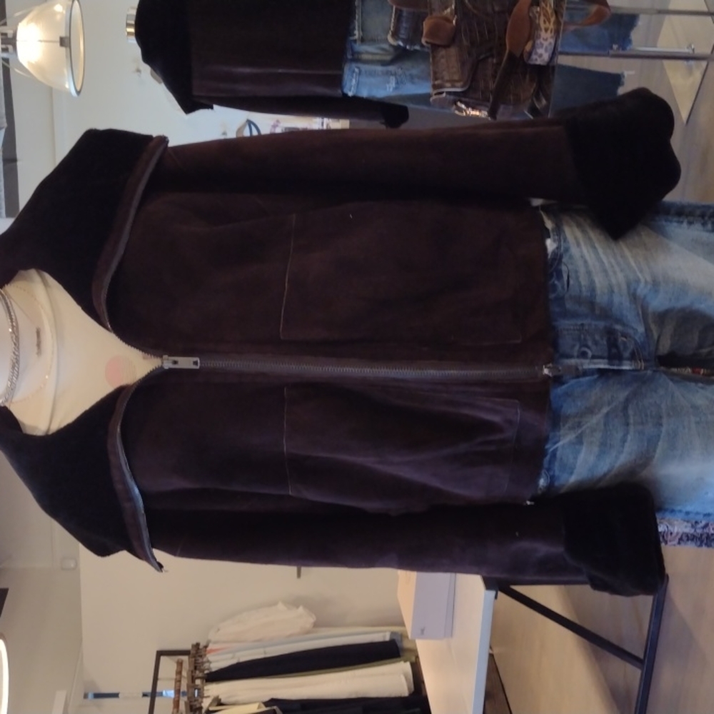 DKNY chocolate brown shearling